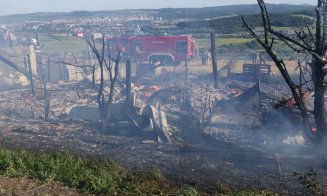 INCENDIU în Cluj-Napoca: O anexă gospodărească s-a făcut scrum. 2 porci au murit în flăcările întețite de vântul puternic
