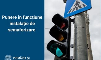 Semafor la trecerea de pietoni din Piața Gării