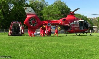 ACCIDENT grav în județul Cluj: Un motociclist a fost rănit / Elicopterul SMURD a aterizat la fața locului