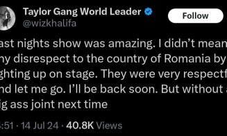 Wiz Khalifa, după ce a fumat canabis pe scenă la festivalul „Beach, Please”: „Voi reveni în curând. Dar fără un joint mare data viitoare”
