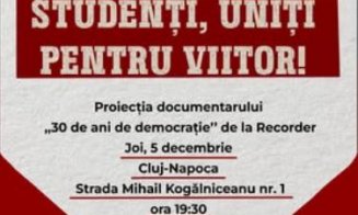 Manifestație pro-democrație a liderilor studenților din centrele universitare ale României, joi seara, la Cluj-Napoca