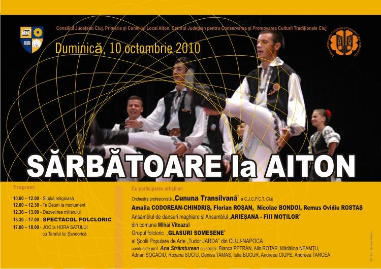 O replică a bornei kilometrice de pe drumul roman Turnu Severin - Cluj, dezvelită duminică în Aiton