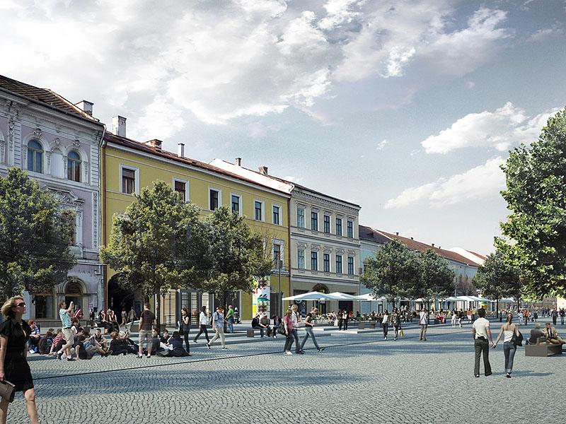 Arhitecţii vor o Piaţă a Unirii exclusiv pietonală. DEZBATERE ziuadecj.ro: cu sau fără maşini în centru?