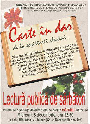 Lectură publică, cu 25 de scriitori clujeni, la Biblioteca Judeţeană