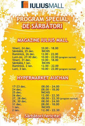 Program modificat la Iulius Mall, de sărbători. Vezi orarul