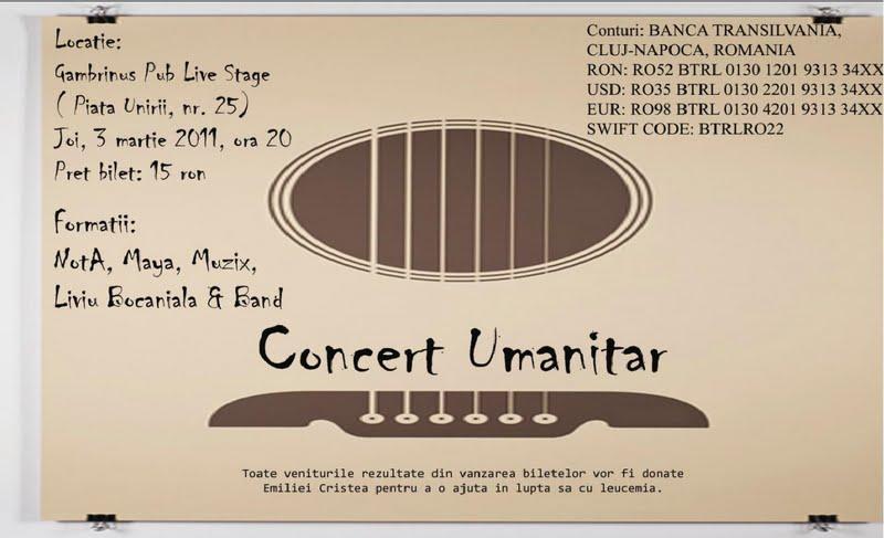 Concert caritabil pentru o tânără bolnavă de leucemie