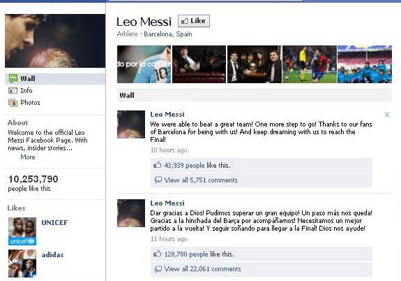 Messi pe Facebook, după Real - Barca 0-2. 