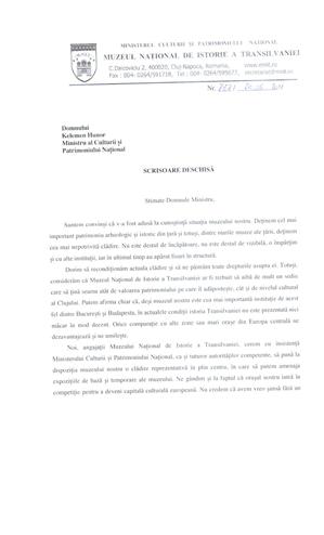 Piso îi cere lui Kelemen Hunor să cumpere o clădire decentă pentru Muzeul Transilvaniei. Vezi scrisoarea
