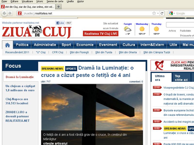 ziuadecj.ro a devenit partener Realitatea.net