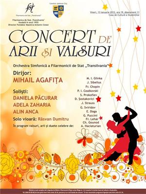 Concertul Simfonic de Arii şi Valsuri, la Casa de Cultură a Studenţilor