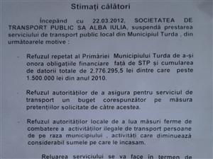Primăria Turda, presată de firma de transport în comun să dea mai mulţi bani