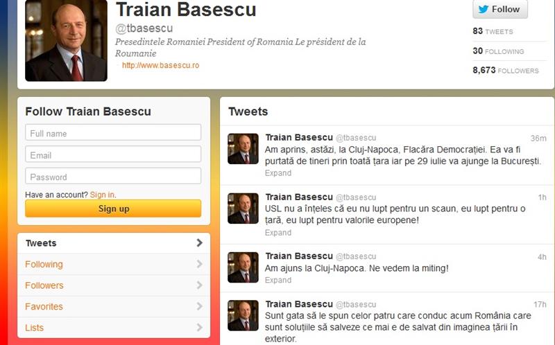 Băsescu pe twitter: 