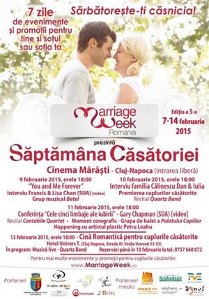 Săptămâna căsătoriei la Cluj: poveşti de viaţă, muzică şi o cină romantică 
