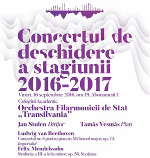 Dirijorul Jan Stulen şi pianistul Vesmás Tamás, în deschiderea sezonului de concerte al filarmonicii din Cluj