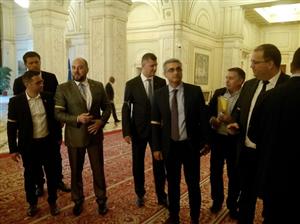 Deputaţii PMP, protest cu tricolor pe braţ: Dragnea să spună dacă a cedat presiunilor UDMR