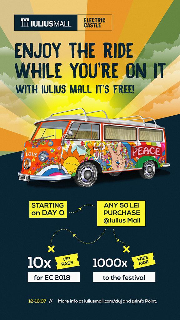 Mergi la Electric Castle? Iulius Mall îţi oferă călătorii gratuite spre festival şi 10 invitaţii VIP să te bucuri de muzică bună şi anul viitor (P)