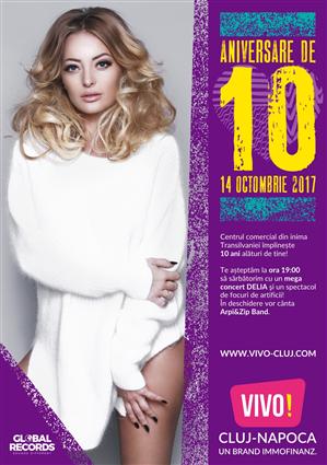 VIVO! Cluj-Napoca anunță oferte speciale în magazine și un mega concert Delia cu ocazia aniversării de 10 ani (P)