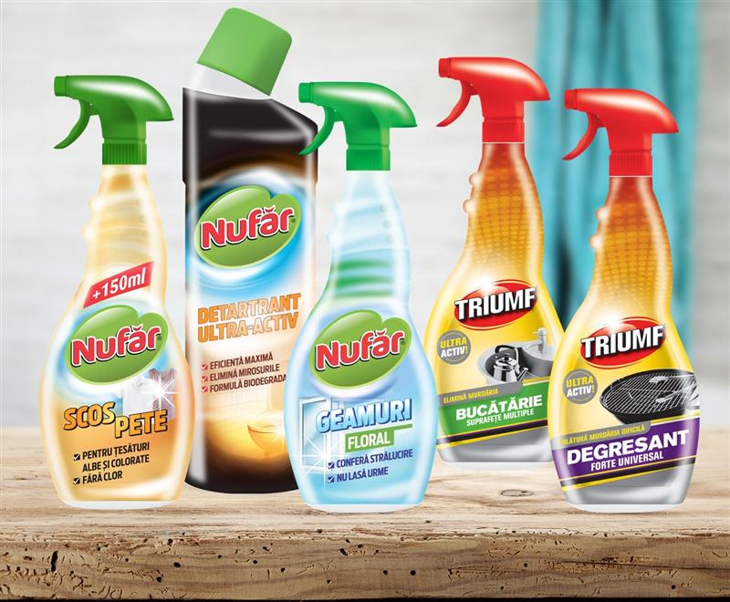 Două branduri consacrate pentru curăţenia locuinţei – Nufăr şi Triumf, relansate de Farmec