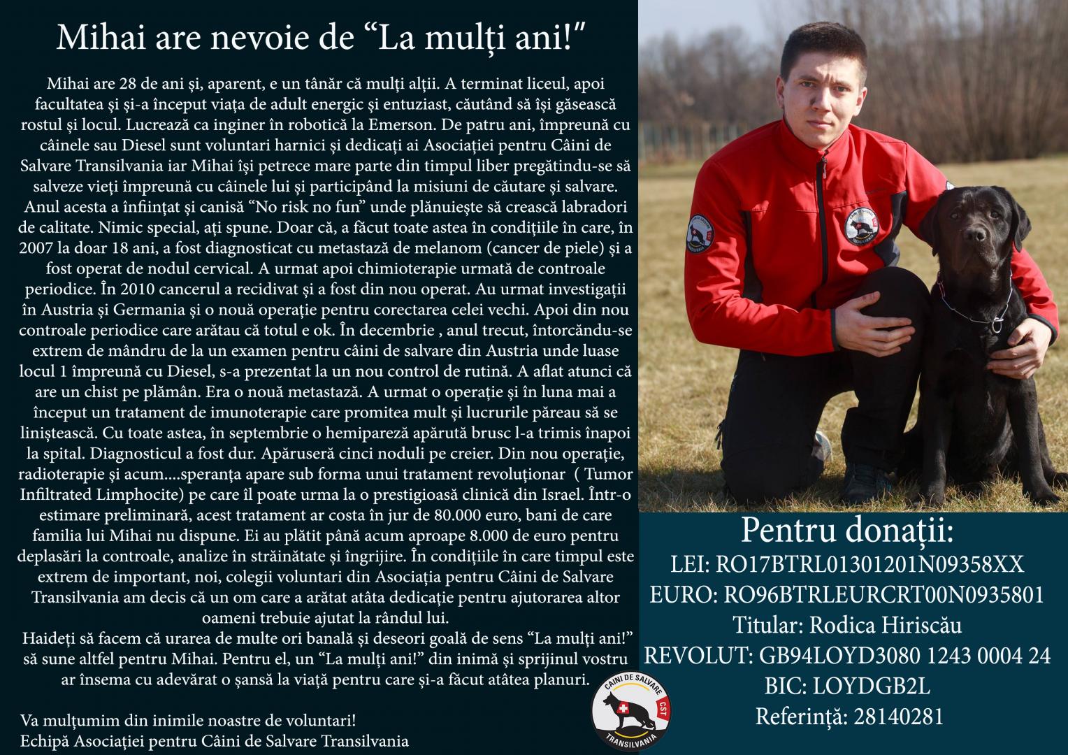Salvează vieţi, însă acum el are nevoie de ajutorul nostru! Apel umanitar pentru un tânăr de 28 de ani din Cluj