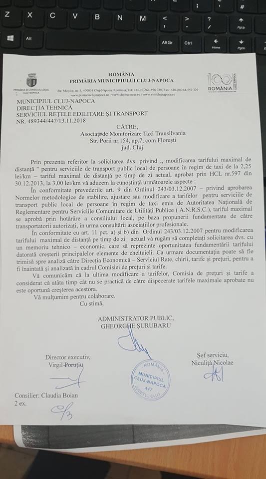Încă un NU pentru taximetrişti! Primăria nu vrea majorarea tarifelor în Cluj-Napoca