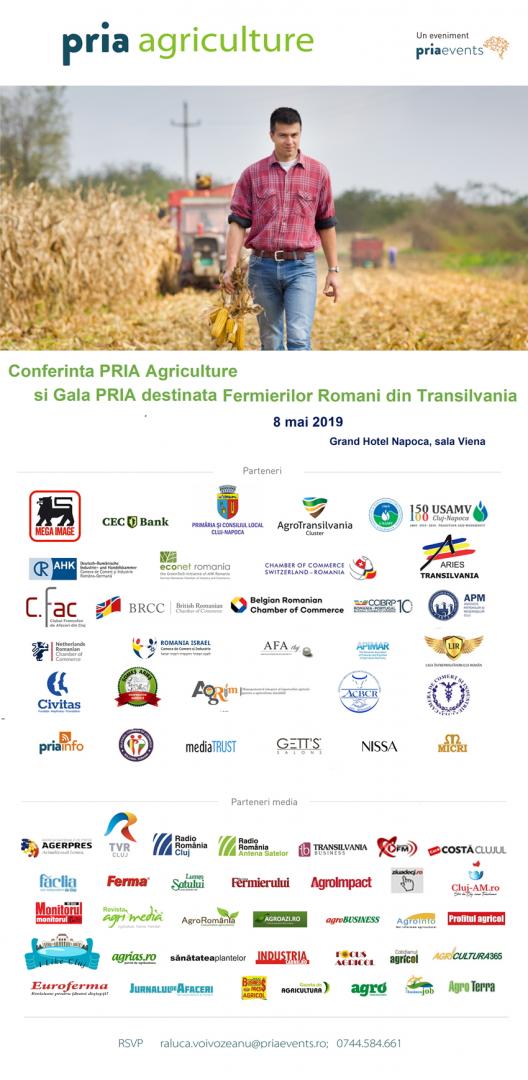 Fermierii români din Transilvania premiați în cadrul Conferinței PRIA Agriculture care va avea loc la Cluj-Napoca în 8 mai 2019