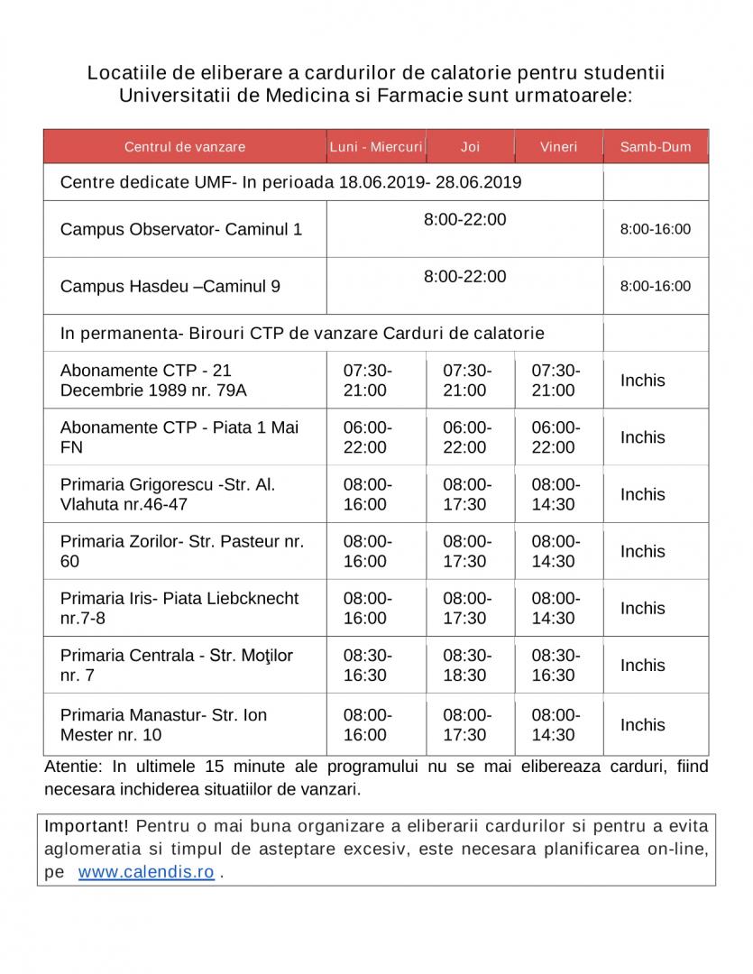 Compania de Transport Public Cluj-Napoca eliberează pentru studentii UMF din Cluj-Napoca, cardurile de transport contactless