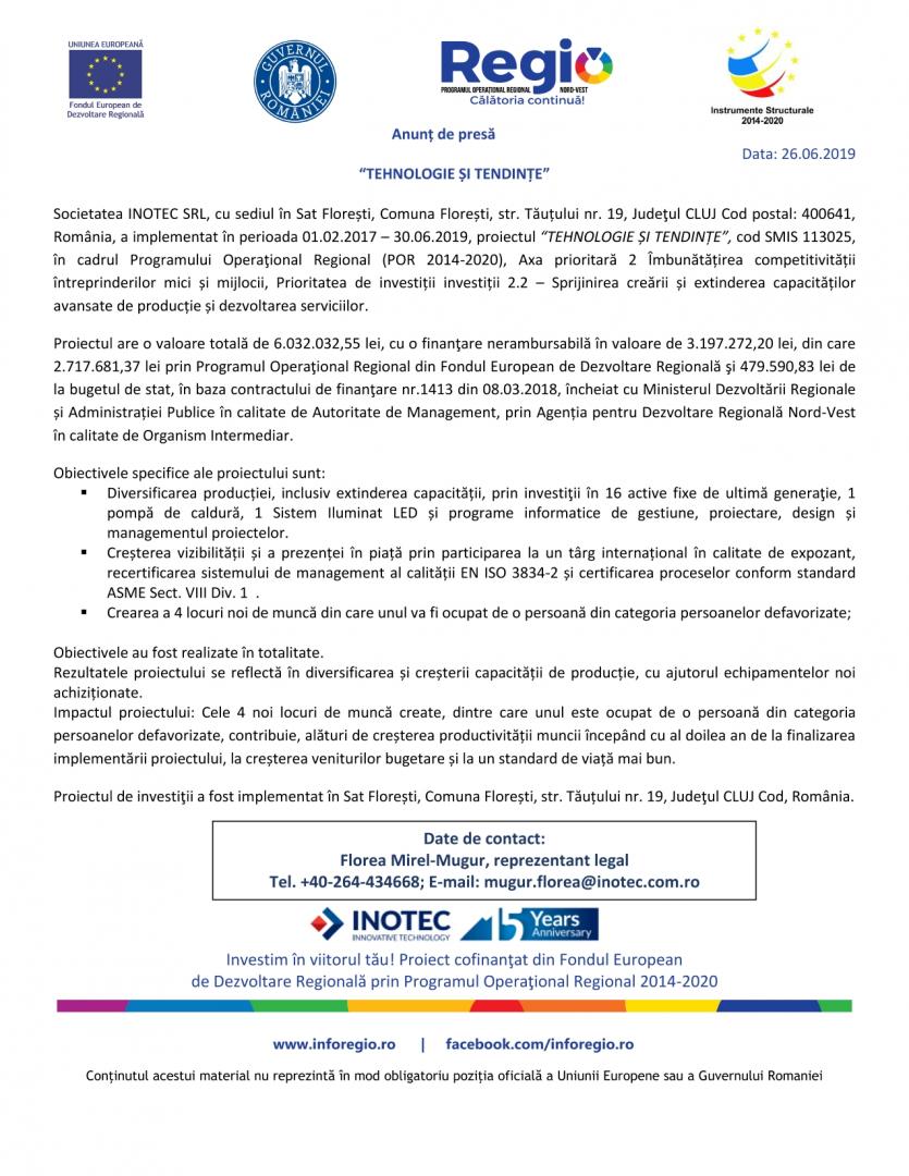 Inotec : “TEHNOLOGIE ȘI TENDINȚE”