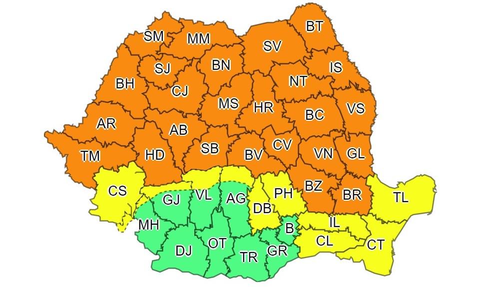 Cod portocaliu de vijelii, grindină şi ploi torenţiale la Cluj! Și în alte 24 de județe
