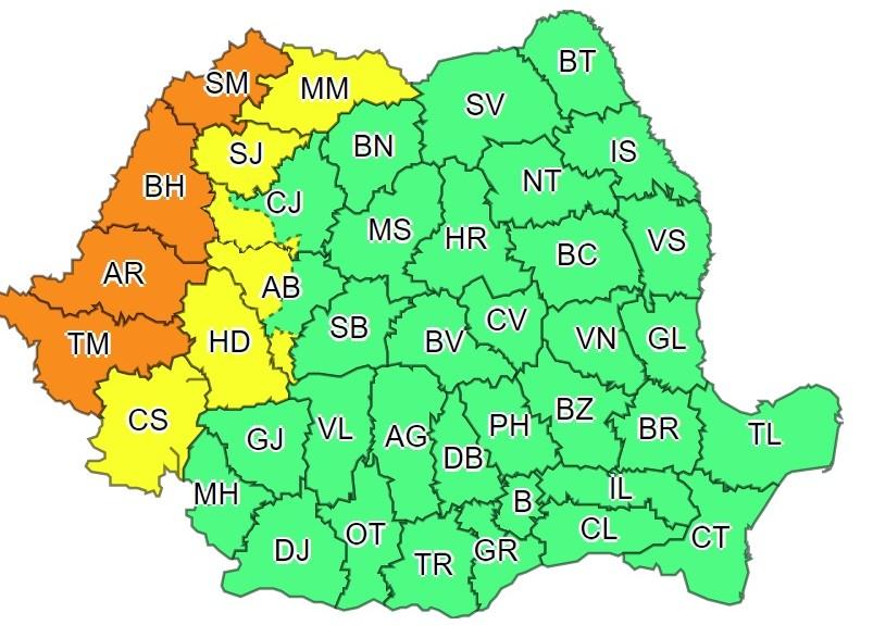 Cod portocaliu de vânt, cod galben de ploi! Se anunță vreme rea și la Cluj