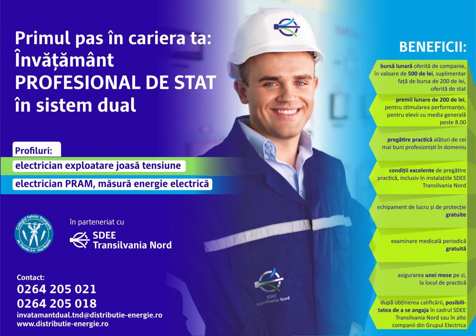 Clasa profesională în sistem dual pentru specializarea electrician la Colegiul Tehnic Energetic din Cluj-Napoca.