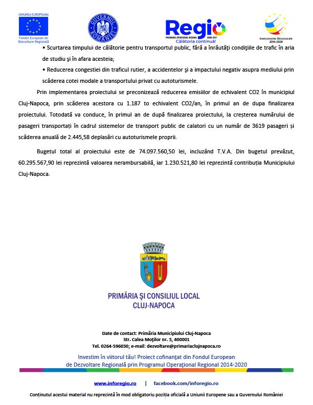 Înnoirea flotei de transport în comun în Municipiul Cluj-Napoca prin achiziționarea de tramvaie - Etapa 1 - Faza 1