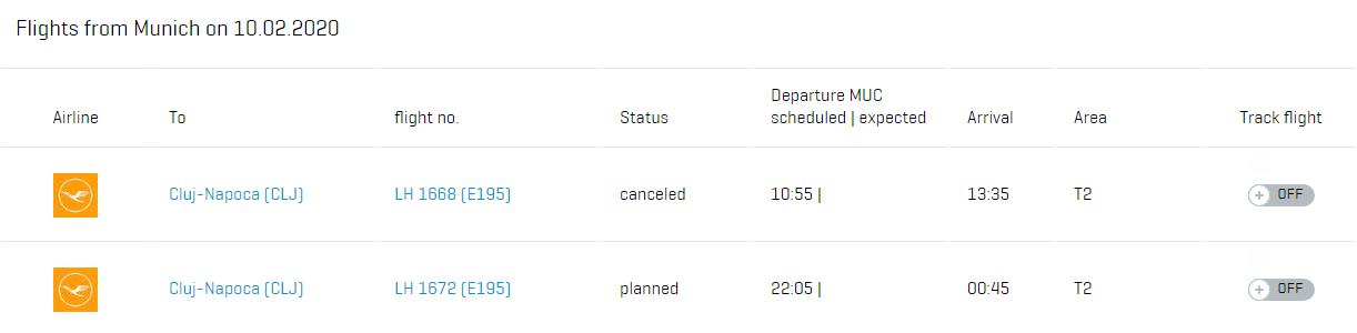 Zbor München-Cluj, anulat de vremea rea din Germania