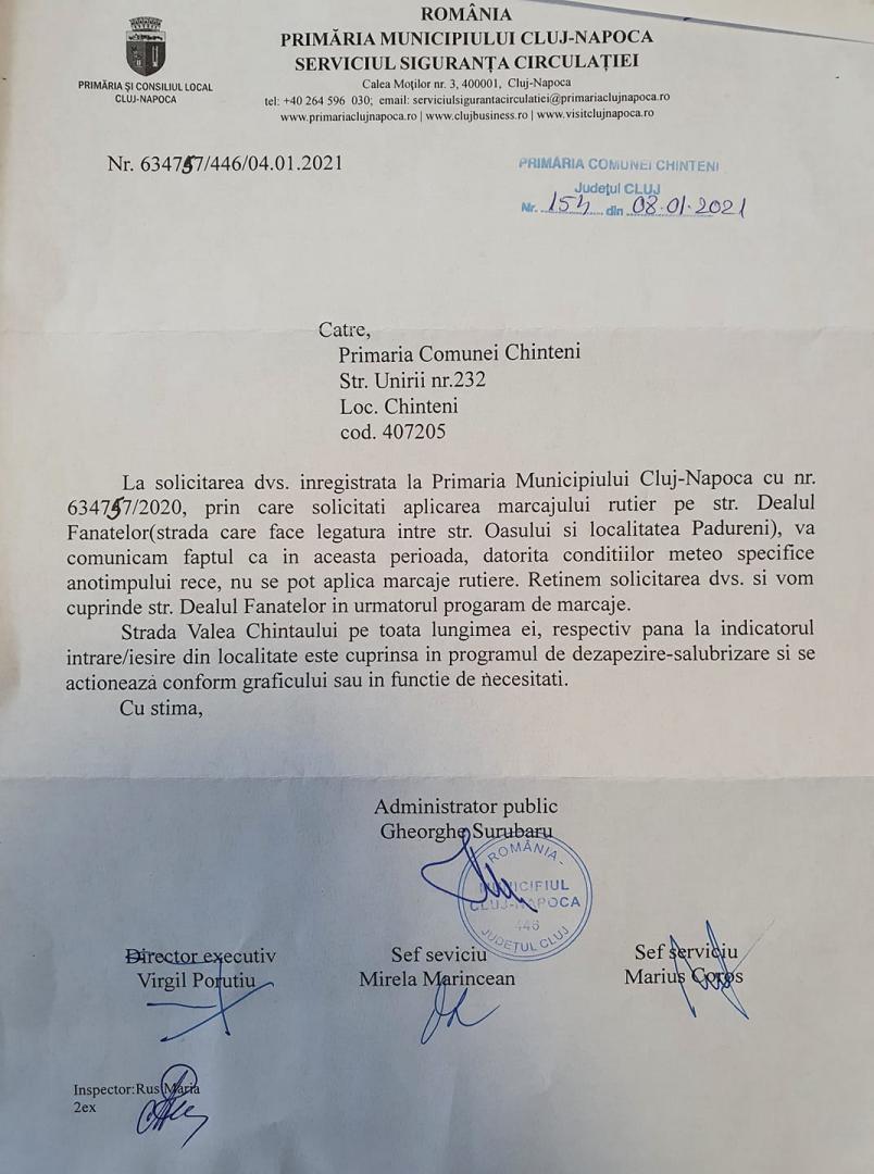 De ce nu se aplică marcajul rutier pe strada Dealul Fânațelor? Răspunsul primăriei Cluj-Napoca