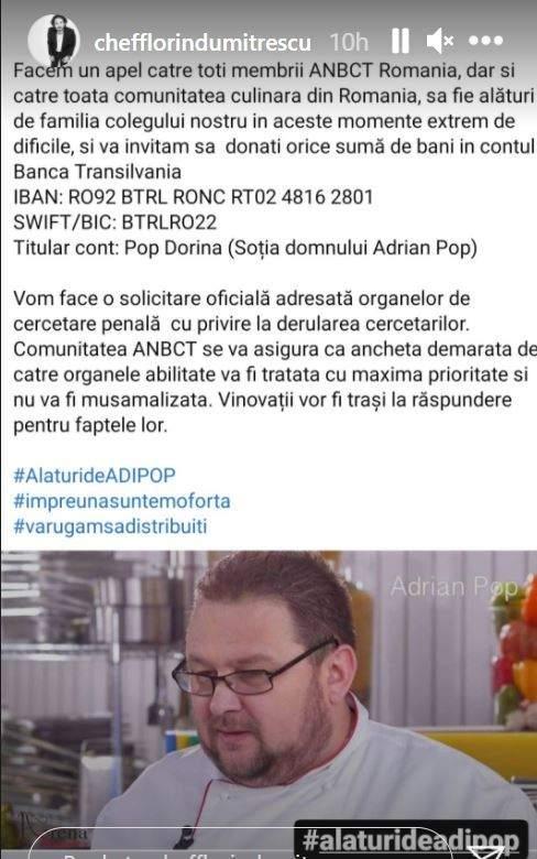 Ce a spus Chef Florin Dumitrescu, după ce bucătarul Adrian Pop a fost bătut la Cluj și e în comă