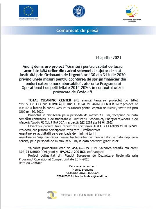 Anunț demarare proiect