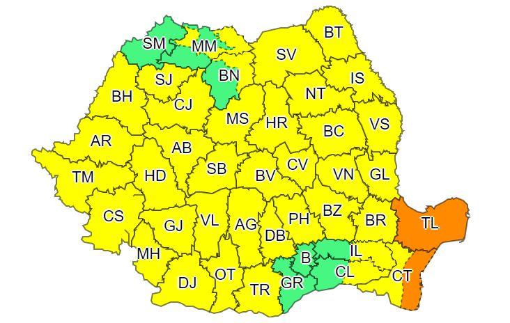 COD GALBEN de furtuni și grindină la Cluj