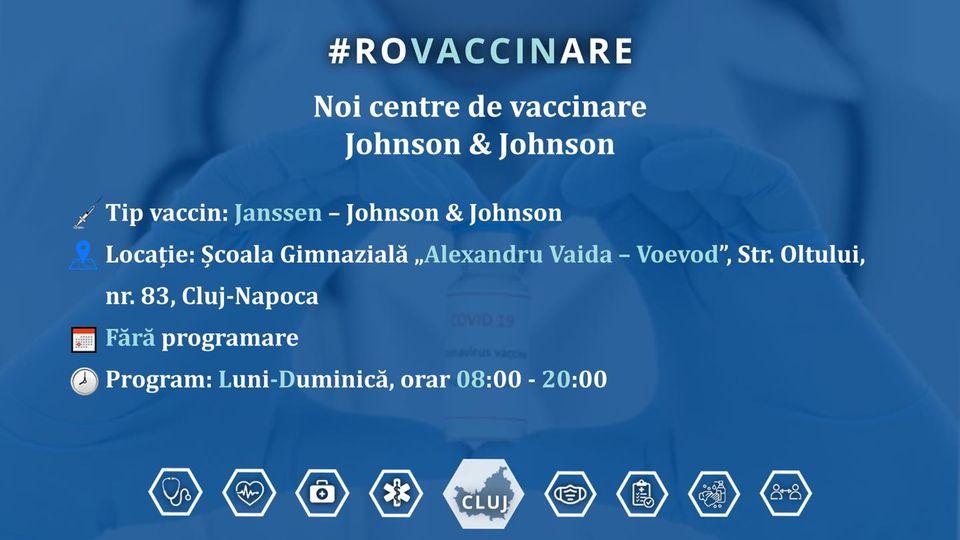 Noi centre de vaccinare cu Johnson & Johnson la Cluj