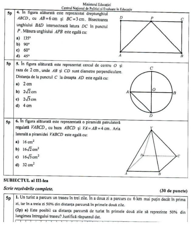 Evaluare Națională 2021. Ce subiecte au primit elevii la Matematică