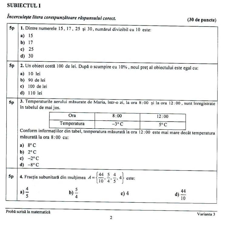 Evaluare Națională 2021. Ce subiecte au primit elevii la Matematică