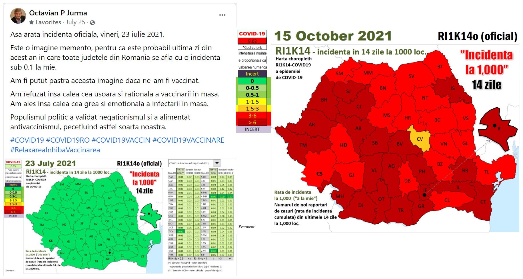 România, înroșită de COVID. Medic: 20.000 de români urmează să moară