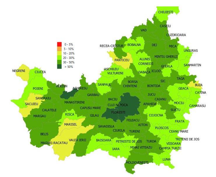 Două localități din Cluj, în TOP 10 la rata de vaccinare în țară/ HARTA vaccinării în județ