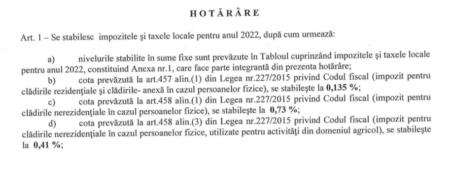 Floreștiul a stabilit taxele și impozitele pe anul 2022