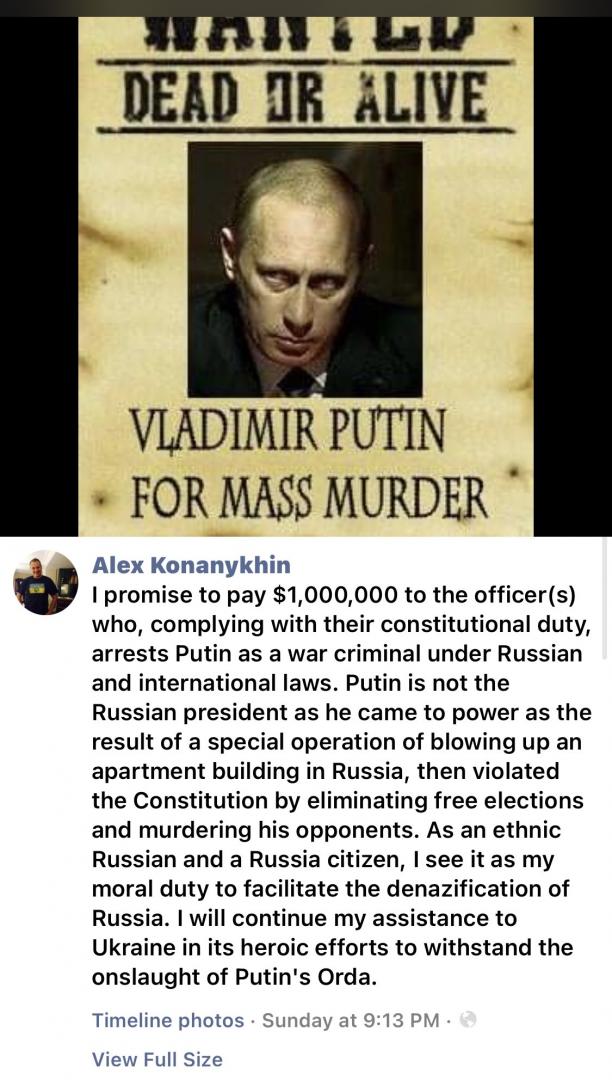 Un om de afaceri rus pune pe capul lui Putin o RECOMPENSĂ de un milion de dolari