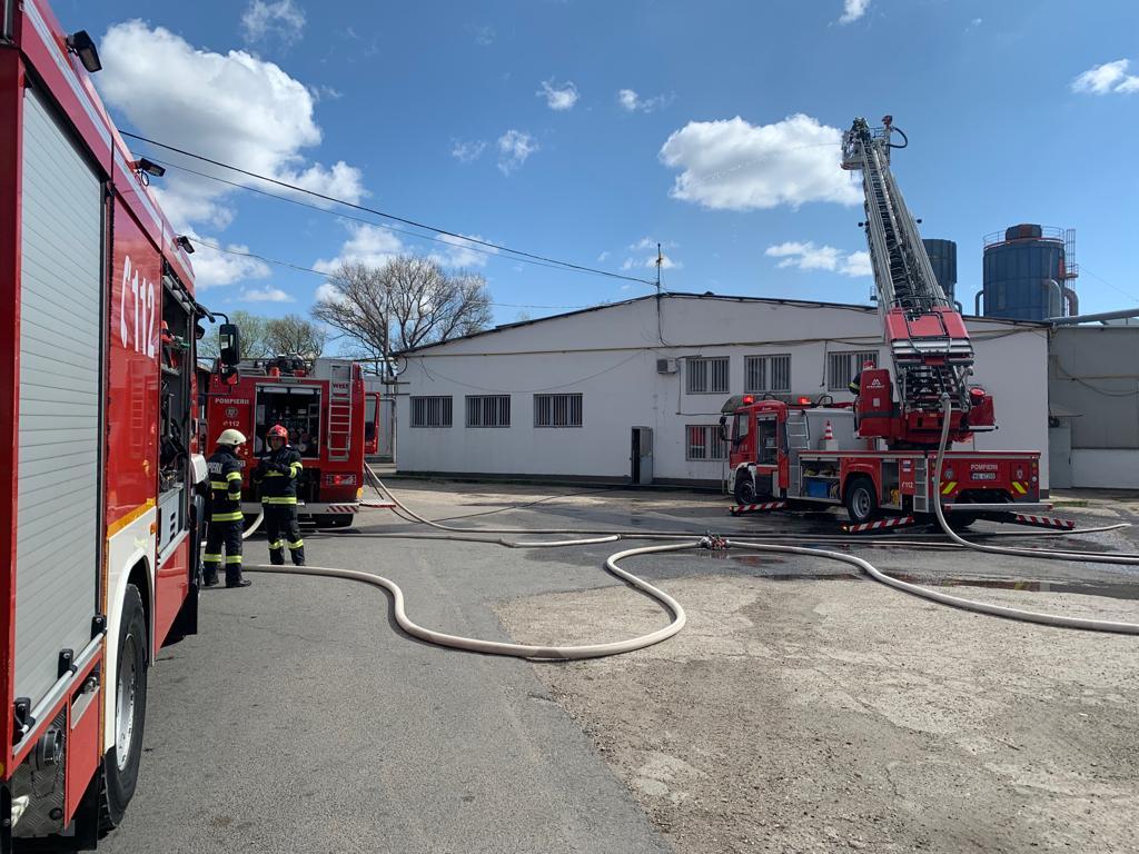 Cluj: Incendiu la o hală cu lacuri și vopsele. A luat foc acoperișul