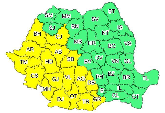 Revin furtunile! COD GALBEN de vijelii, ploi și grindină la Cluj