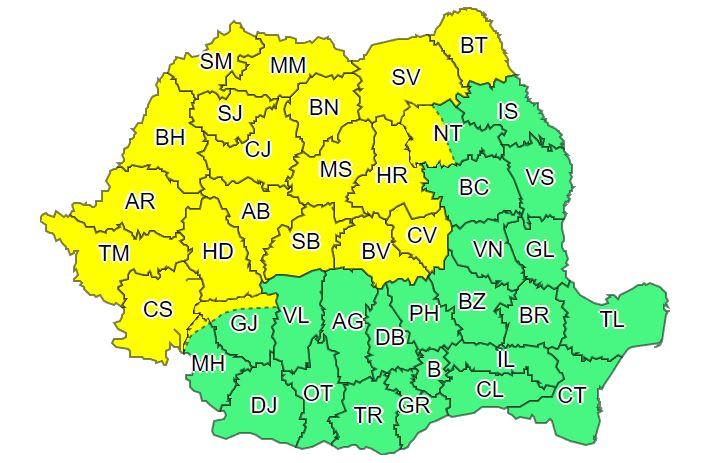 Se strică vremea! COD GALBEN de vijelii și grindină la Cluj