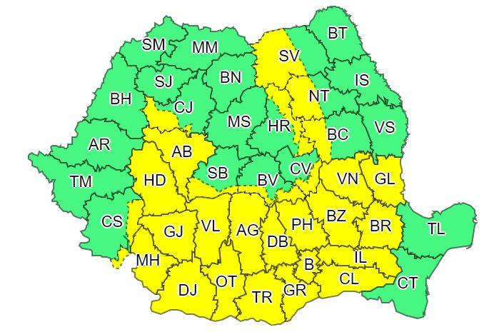 Clujul, din nou sub COD GALBEN de ploi, vânt și grindină
