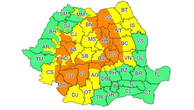 COD PORTOCALIU de instabilitate atmosferică la Cluj