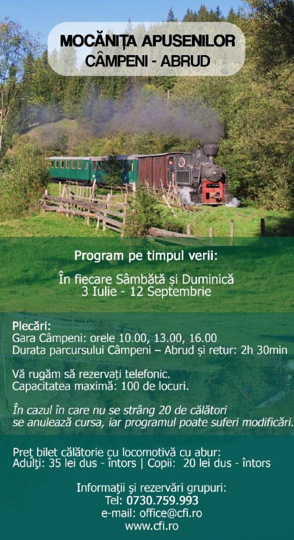 Mocănița din Apuseni, pe traseu până la toamnă. Oamenii cer să ajungă până la Turda