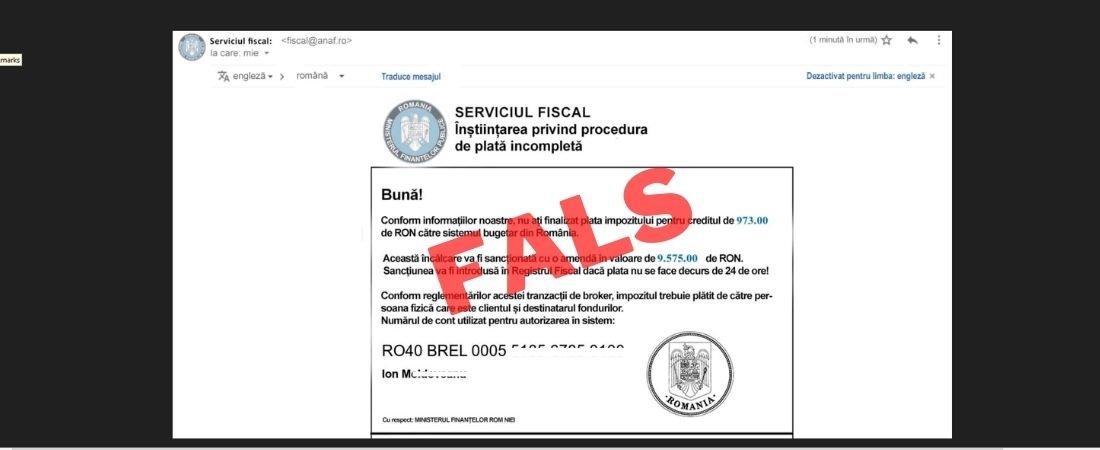 Atenție! Mailuri false în numele ANAF: "În niciun caz să nu transmiteţi bani către conturile menţionate!"
